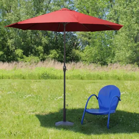 9ft. Red & Black Outdoor Patio Market Umbrella {4}