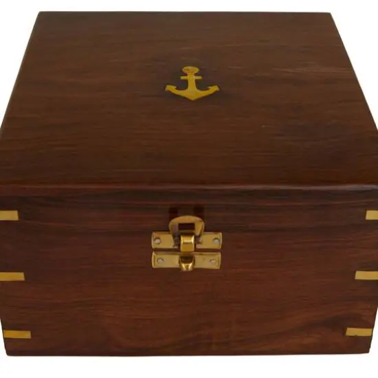Gold Brass Sextant Compass with Decorative Box Set {6}