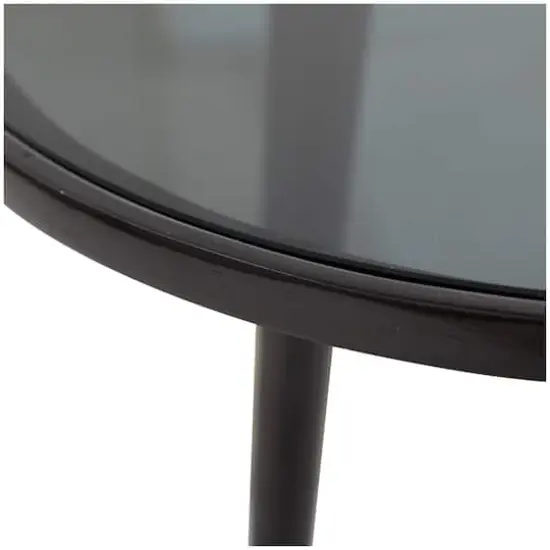 22" Aluminum Tripod Legs Accent Table with Shaded Glass Top Black {5}