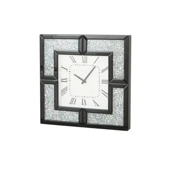 20" Black Wood Glam Wall Clock {4}