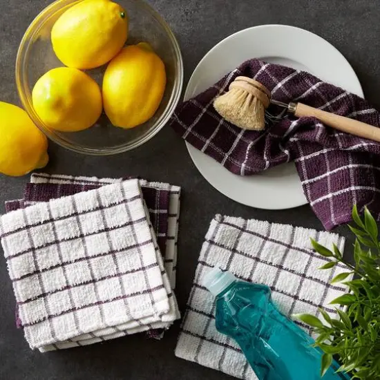 DII&reg; Eggplant Combo Windowpane Dishcloths, 6ct. {11}