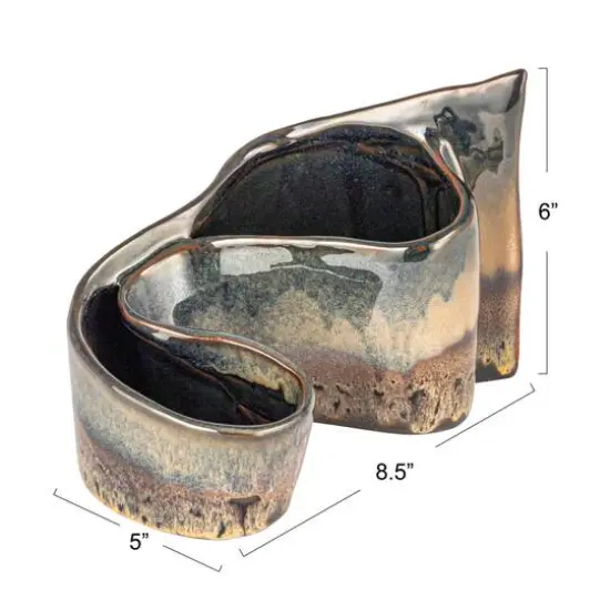 Hello Honey® 8.5" Multicolor Artisanal Dual-Section Stoneware Planter {7}