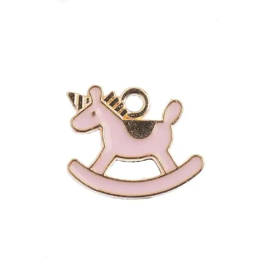 John Bead Sweet & Petite Rocking Horse Charms, 10ct. Pink {1}