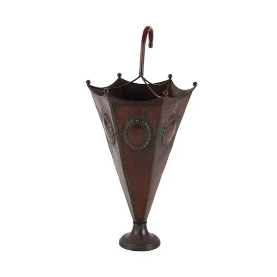 28" Brown Metal Rustic Umbrella Stand {4}
