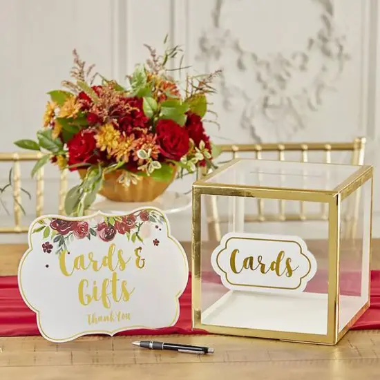 Kate Aspen&reg; Gold Frame Acrylic Collapsible Card Box {6}