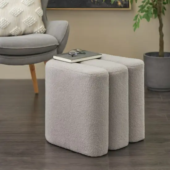 18" W-Shaped Room Ottoman Gray {3}