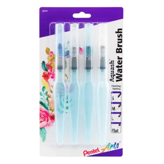 Pentel Aquash Water Brush Set, 4-Brushes {1}