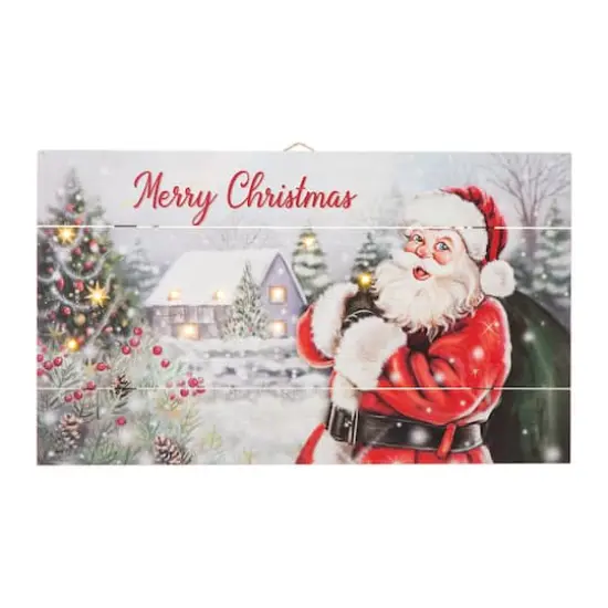 Glitzhome&reg; 24" LED Wooden Santa Wall D&eacute;cor {1}