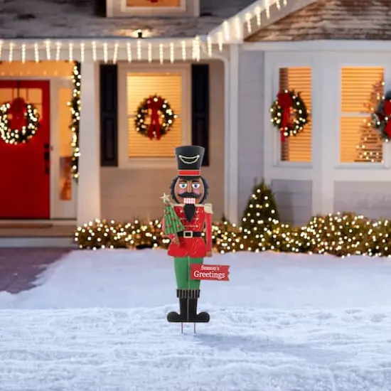 Glitzhome&reg; 36" Christmas Metal African Nutcracker Yard Stake {6}