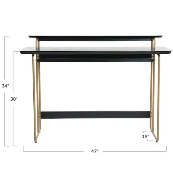 Hello Honey® Pacifica Mid-Century Modern Computer Desk Gold/Black {13}