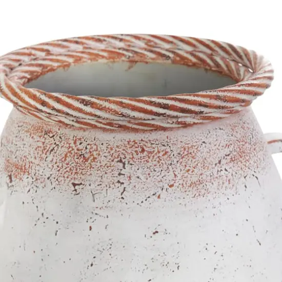 23.5" Distressed White Metal Vase {4}