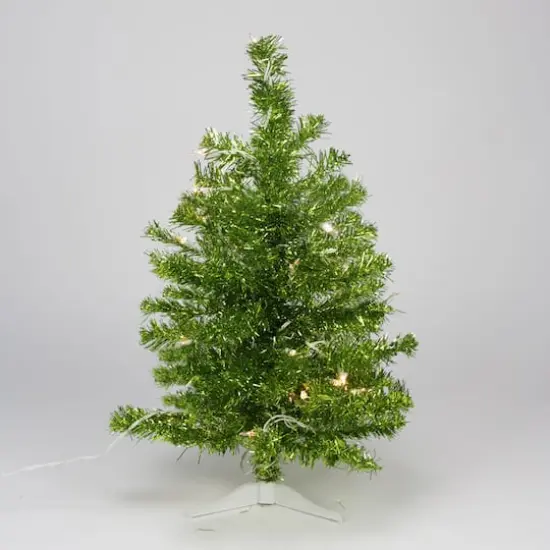 2ft. Pre-Lit Paradise Lime Green Tinsel Pine Christmas Tree, Clear Lights {1}