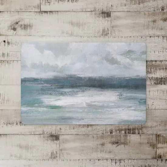 Navy And Sage Horizon Line 18" x 27" Floor Mat {3}