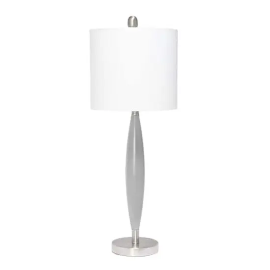 Lalia Home 27" Stylus Table Lamp with White Fabric Shade Gray {1}