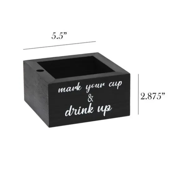 Elegant Designs&trade; Napkin Holder and Cup Holder Set with Black with White Script {12}