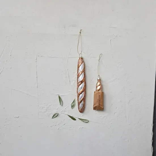 Hello Honey&reg; Hand-Painted Glitter Glass French Baguette Ornament {3}