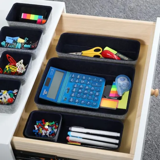 Welaxy Felt 8 Piece Drawer Organizer Tray Set Navy {8}