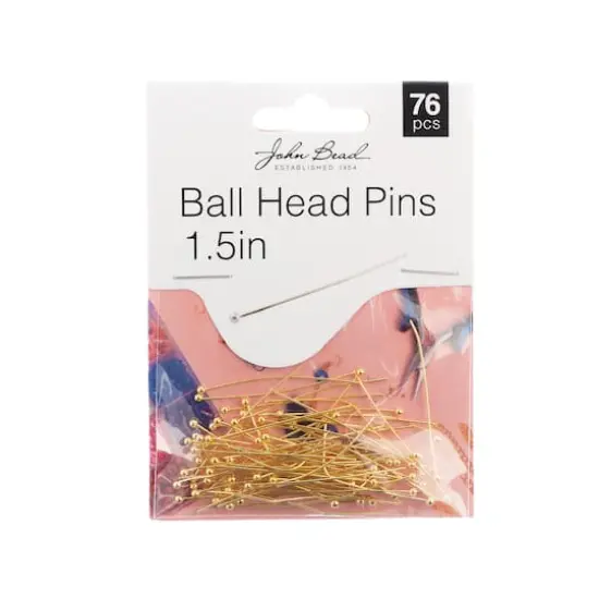 John Bead Must Have Findings 1.5" Ball Head Pins, 76ct. Gold {1}