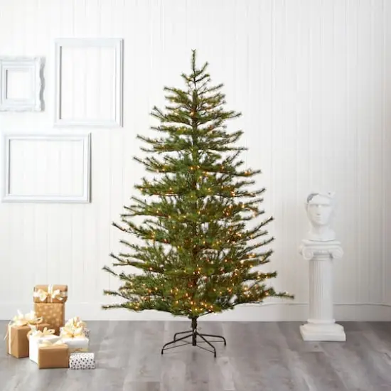7ft. Pre-Lit Vancouver Mountain Pine Artificial Christmas Tree with Clear Lights {6}