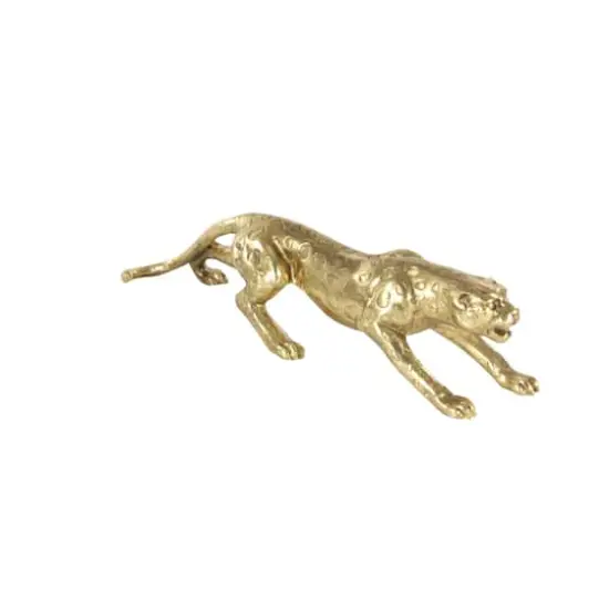 34" Gold Polystone Glam Leopard Sculpture {6}