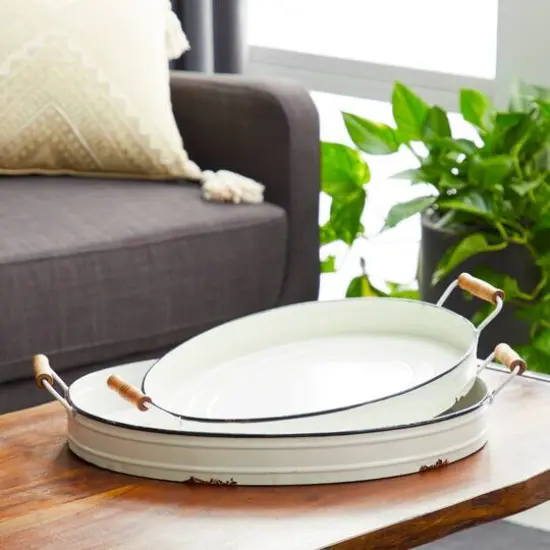 White Metal Farmhouse Tray Set {6}