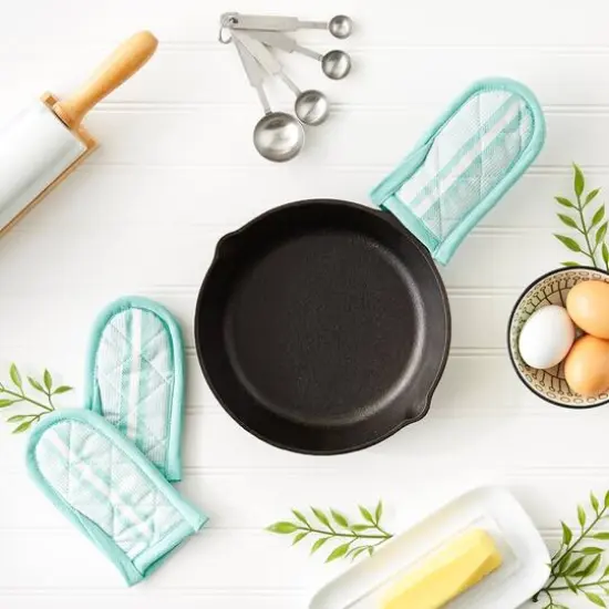 DII&reg; Chef Stripe Pan Handles, 3ct. Aqua {5}