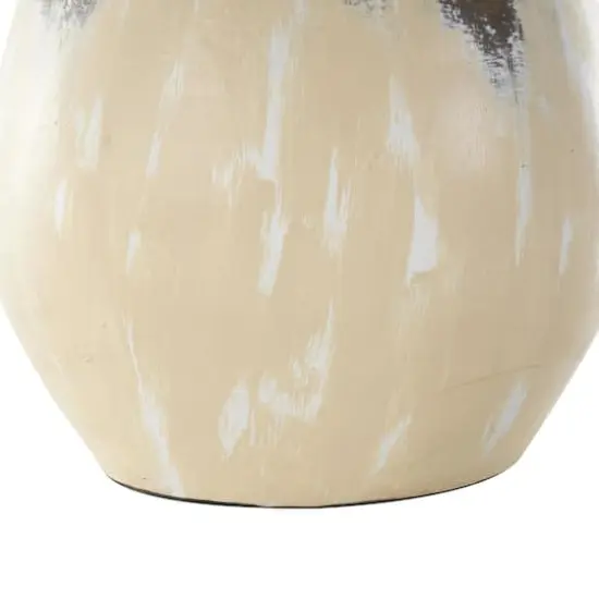 16.5" Cream Ceramic Vase with Curved Handle {5}