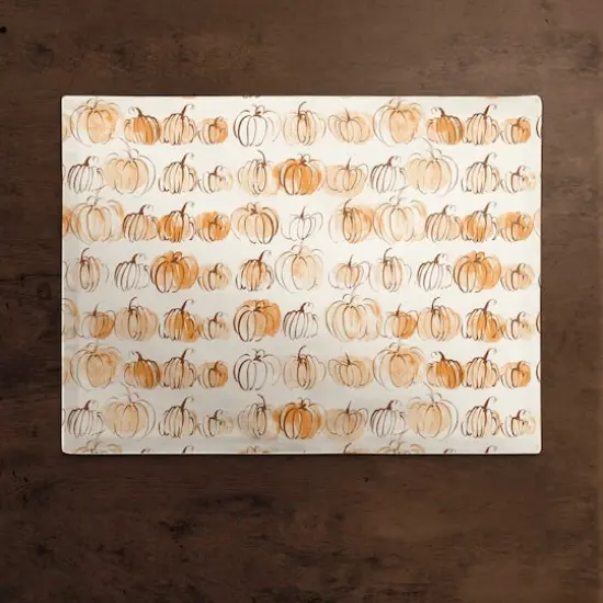 Watercolor Fall Pumpkins Polyester Twill Placemat {3}