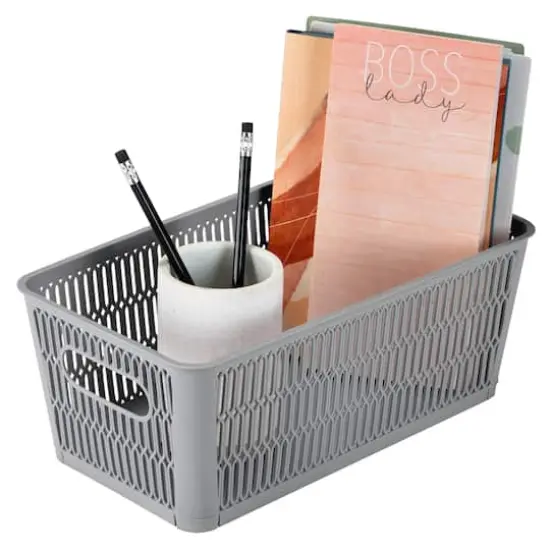 Simplify Slide 2 Stack It Small Storage Tote Baskets, 2ct. Gray {15}