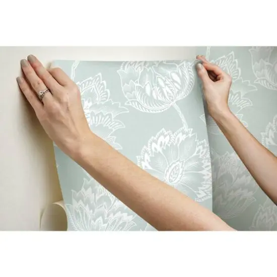 RoomMates Batik Jacobean Peel & Stick Wallpaper Green and White {12}