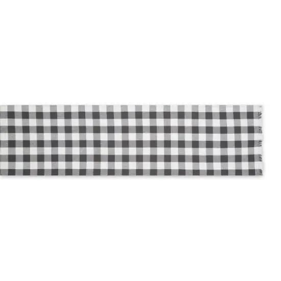 DII&reg; 72" Heavyweight Check Fringed Table Runner Mineral {4}