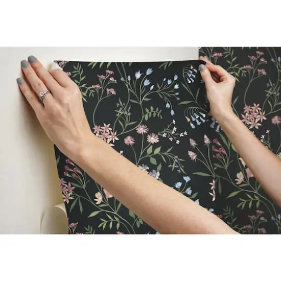 RoomMates Meadow Mix Peel & Stick Wallpaper Black/Multi {11}