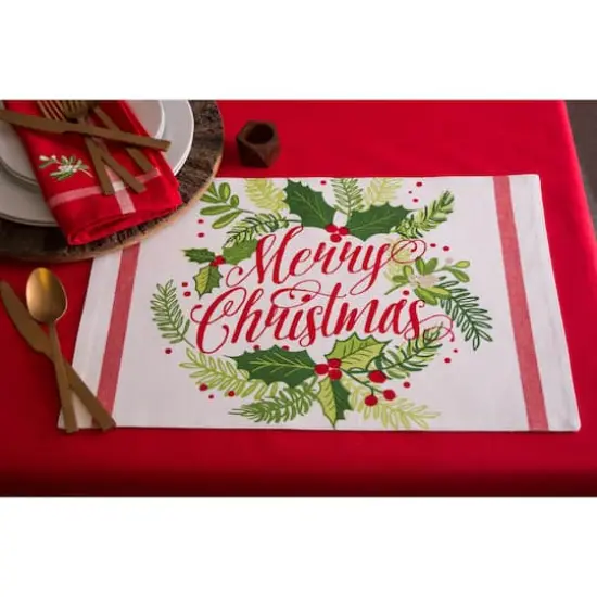 DII&reg; Red Embroidered Mistletoe Corner with Border Napkins, 6ct. {7}