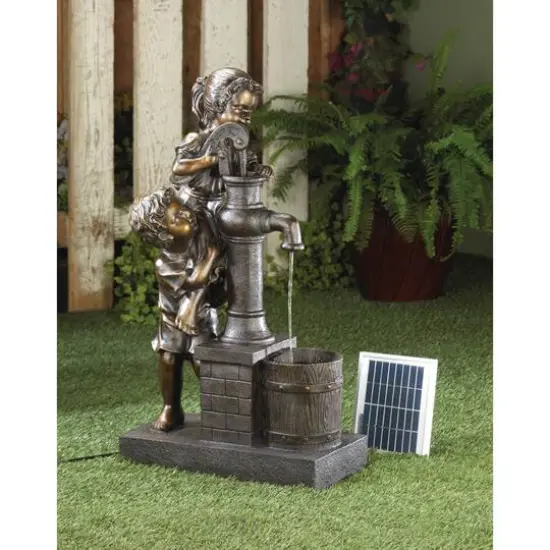 29" Bronze Teamwork Solar Fountain {3}