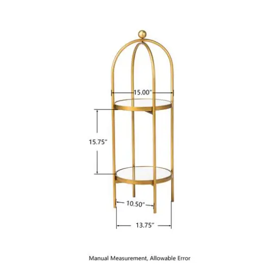 Glitzhome&reg; 42" Gold Regency Modern 2-Tier Mirror Organizer Floor Shelf {9}