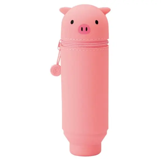 PuniLabo 9" Stand Up Silicone Animal Pen Case Pink Pig {1}