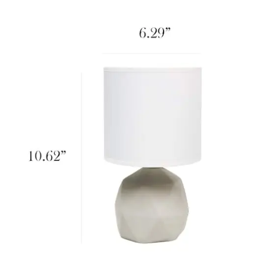 Simple Designs 10.6" Geometric Concrete Lamp White {4}