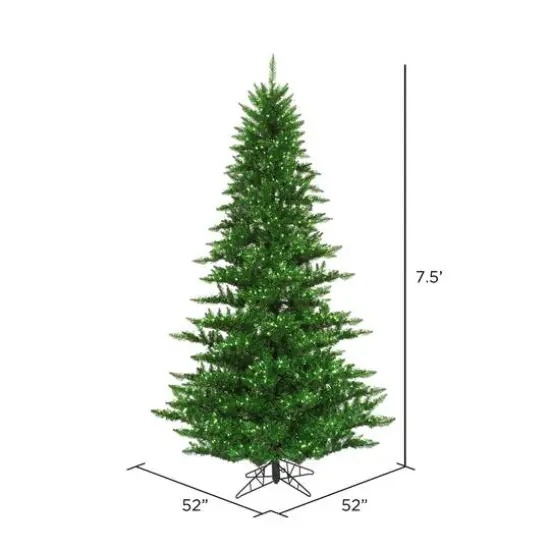7.5ft. Pre-Lit Green Tinsel Fir Artificial Christmas Tree, Green Lights {5}
