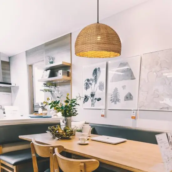 Hello Honey® Calypso Stained Natural Metal & Handwoven Wicker Dome Ceiling Light {4}