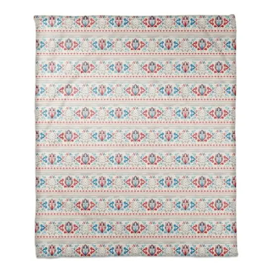 Patriotic Watercolor Paisley Pattern Coral Fleece Blanket {1}