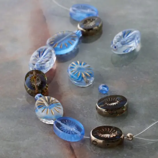 Beam Blue Czech Glass Oval Bead Mix by Bead Landing&trade; {3}