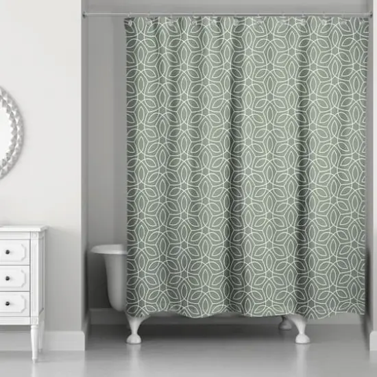 Contoured Leaves Shower Curtain Sage {1}