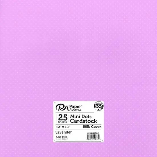 PA Paper&trade; Accents 12" x 12" 80lb. Mini Dot Cardstock, 25 Sheets Lavender {1}