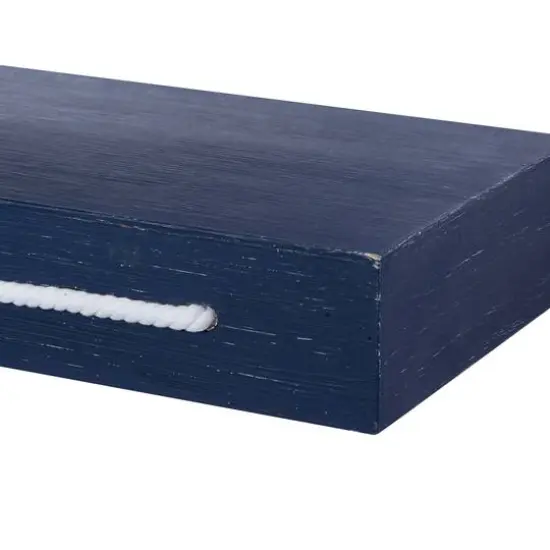 Blue Wood Contemporary Wall Shelf, 3" x 32" x 10" {5}