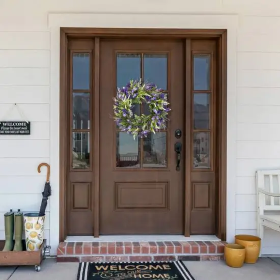 24" Purple & Green Orion Geranium Lavender Foliage Artificial Spring Wreath {3}