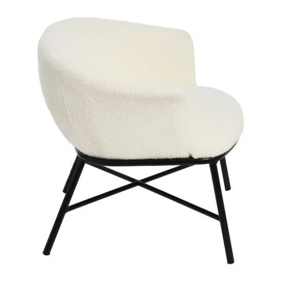 Hello Honey&reg; Bowery Boucle Upholstered Accent Arm Chair White {5}