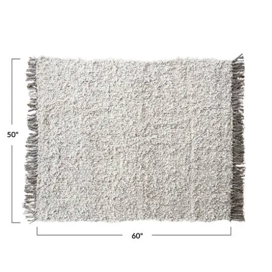 Hello Honey&reg; 60" x 50" Natural & Gray M&eacute;lange Cozy Haven Wool Blend Shag Throw {6}
