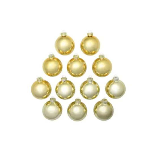 Whitehurst 12ct. 2.75" Shiny Glass Ball Ornaments Gold Shiny {3}