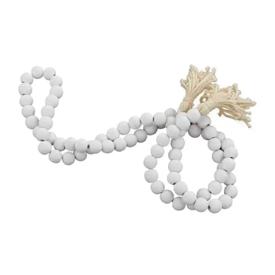 White Wood Bohemian Bead Garland 80" x 1" x 1" {3}