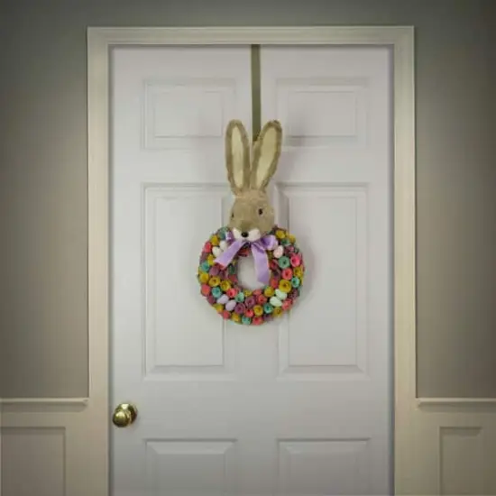24" Bunny Head Topped Floral Wreath {3}